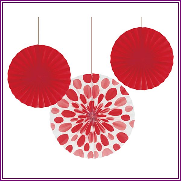 Red Polka Dot Paper Fans from Shindigz