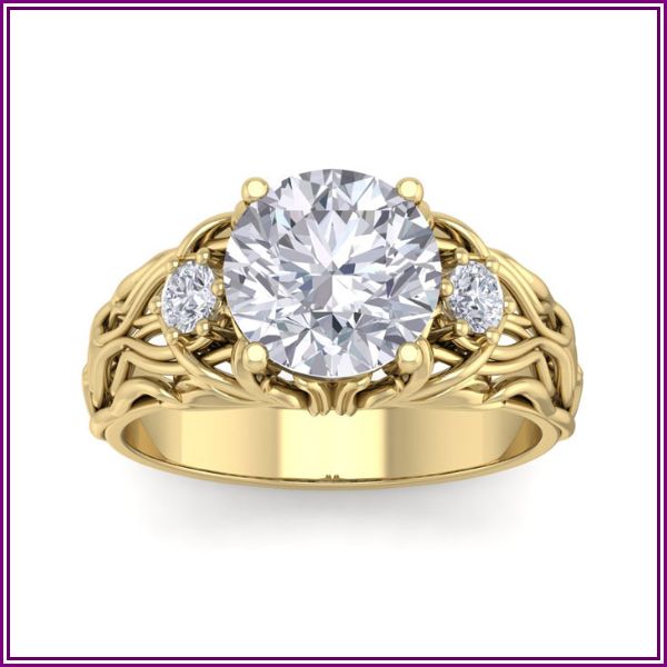 3 1/4 Carat Round Shape Diamond Intricate Vine Engagement Ring in 14K Yellow Gold (7 g) (, I1-I2 Clarity Enhanced) by SuperJeweler from SuperJeweler