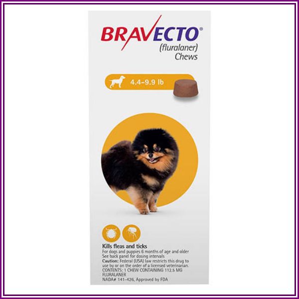 Bravecto For Toy Dogs 4.4 To 9.9 Lbs Yellow 2 Chews from Budget Pet Care