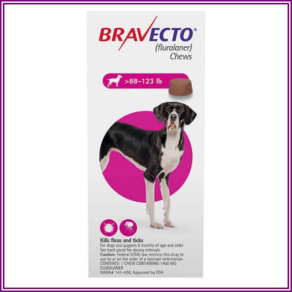 Bravecto For Extra Large Dogs 88-123lbs Pink 2 Chews from Canada Pet Care