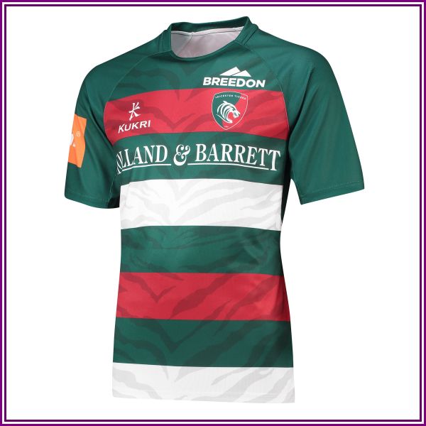 "Leicester Tigers Home Replica Jersey 2018/19 - Green/Red/White - Mens" from England Rugby Store