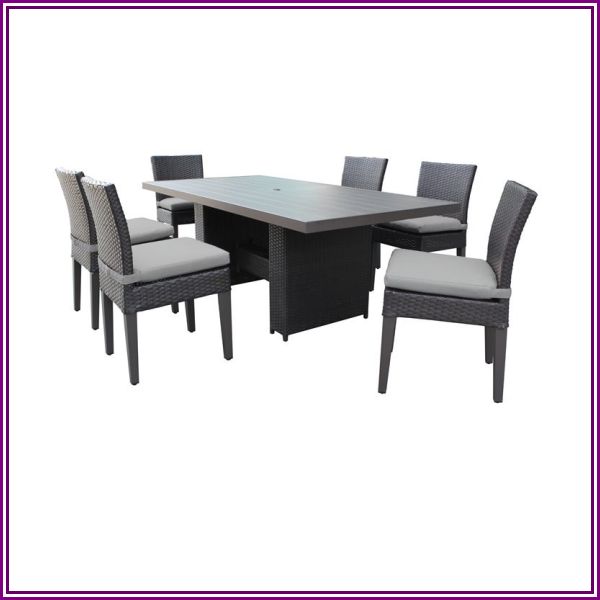 Barbados Rectangular Outdoor Patio Dining Table with 6 Armless Chairs in Grey from HomeSquare