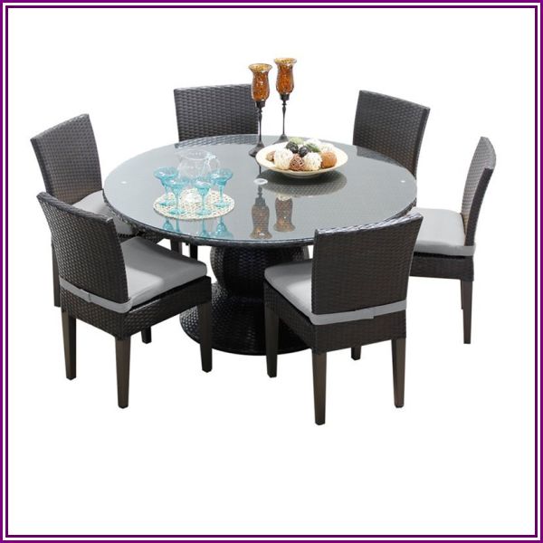Belle 60 Outdoor Patio Dining Table with 6 Armless Chairs in Grey from HomeSquare