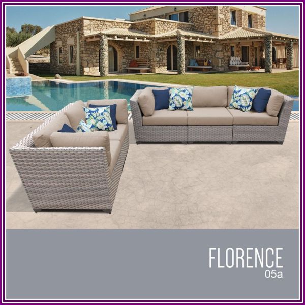 TK Classics Florence 5-Piece Patio Wicker Sofa Set in Wheat from HomeSquare