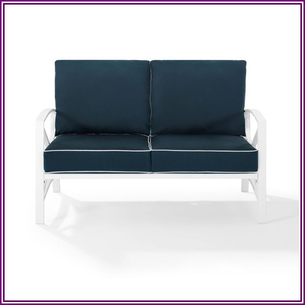 Crosley Kaplan Patio Loveseat in Navy and White from UnbeatableSale.com