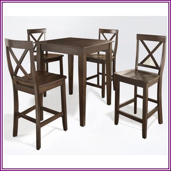 Crosley 5 Piece Counter Height Dining Set in Mahogany from HomeSquare