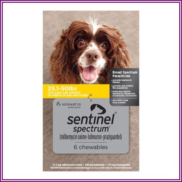 Sentinel Spectrum Yellow For Dogs 25.1-50 Lbs 12 Chews from Best Vet Care
