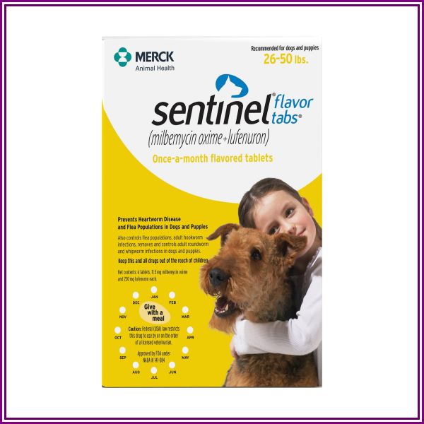 Sentinel Dogs 26-50 Lbs Yellow 6 Chews from Canada Pet Care