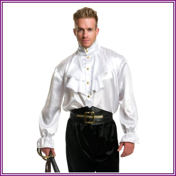 White Mens Satin Ruffle Shirt from HalloweenCostumes.com