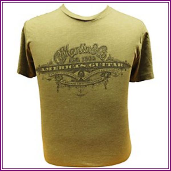 Martin America's Guitar - Black Logo On Military Green T-Shirt Small from Woodwind & Brasswind