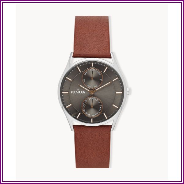 Skagen Men's Holst Chronograph Leather Multifunction Watch - Medium Brown from Skagen