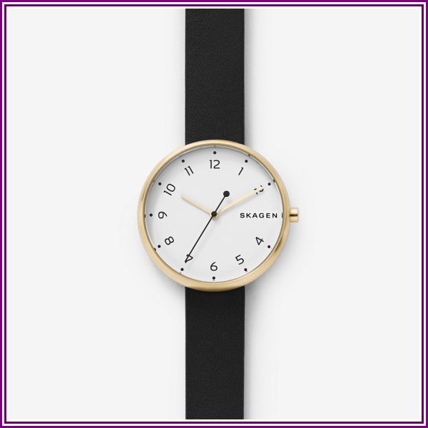 Skagen Unisex Signatur Leather Watch - Black from Skagen