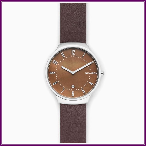 Grenen Brown Leather Mother-Of-Pearl Watch - SKW6518 from Skagen