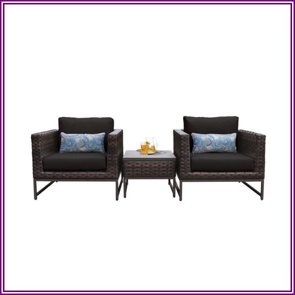 Barcelona 3 Piece Wicker Patio Furniture Set 03a in Brown and Black from HomeSquare