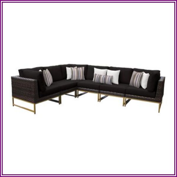 Barcelona 6 Piece Wicker Patio Furniture Set 06v in Gold and Black from AppliancesConnection.com