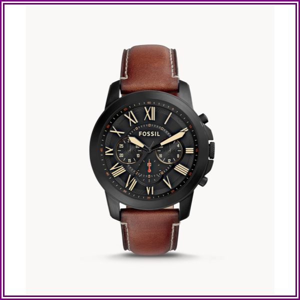 Grant Chronograph Luggage Leather Watch Jewelry from Fossil