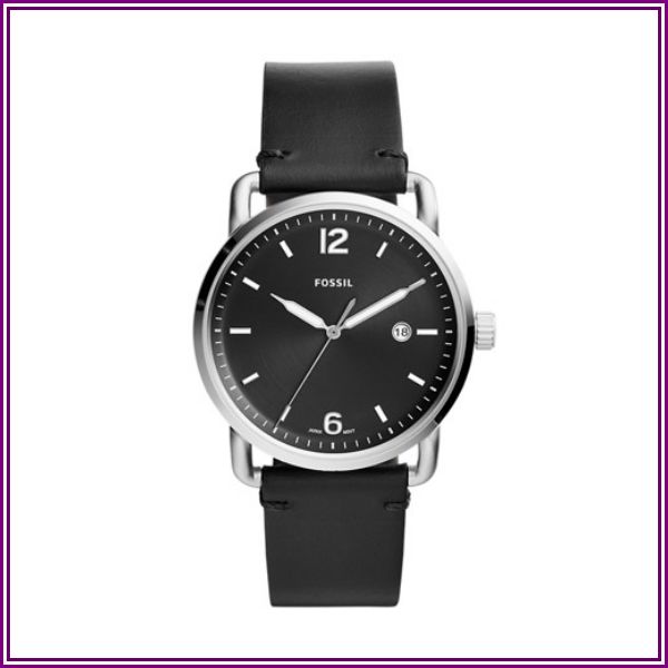 Fossil The Commuter Three-Hand Date Black Leather Watch Jewelry - FS5406 from Fossil