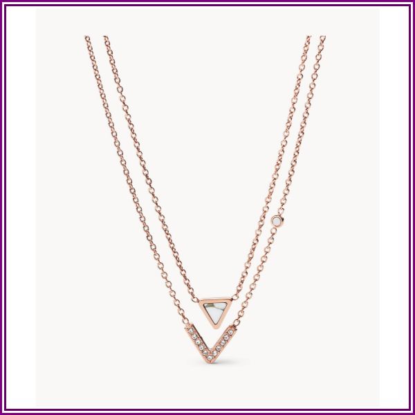 Geometric Rose Gold-Tone Steel Necklaces Jewelry JF02897791 from Fossil