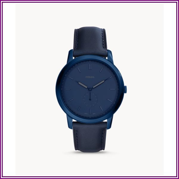 The Minimalist Two-Hand Indigo Blue Leather Watch Jewelry from Fossil