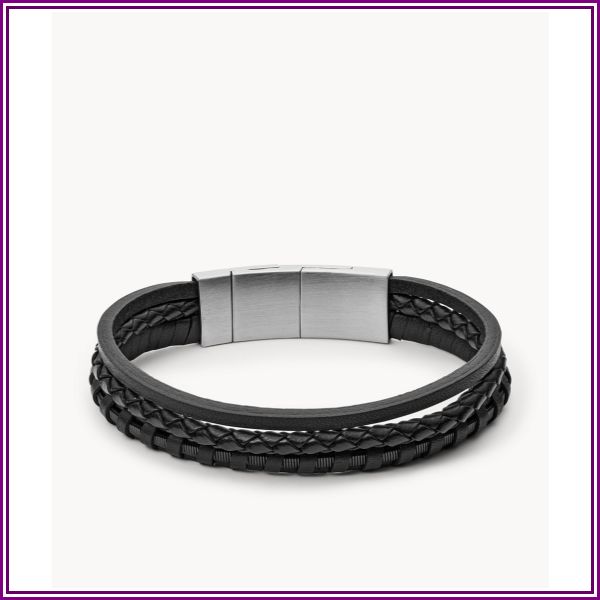 Fossil Men's Multi-Strand Braided Leather Bracelet - Black from Fossil