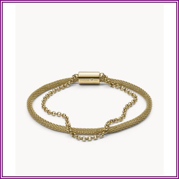 Double-Strand Mesh And Gold-Tone Stainless Steel Bracelet jewelry JF03022710 from Fossil