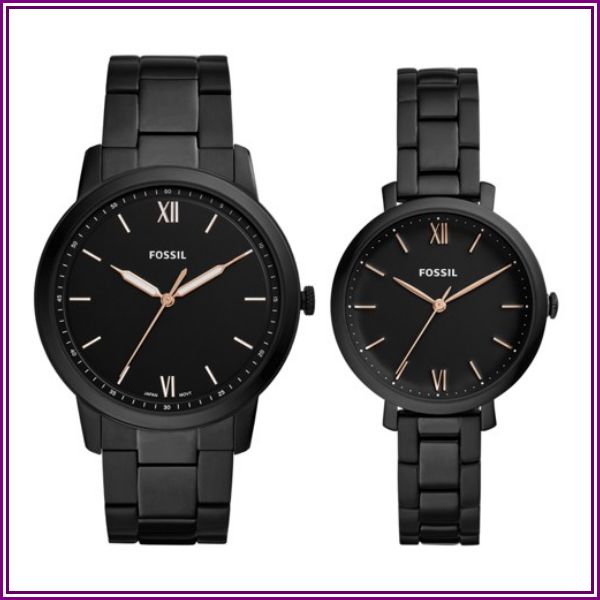 Fossil His &Amp; Her Three-Hand Black Stainless Steel Watch Box Set jewelry - FS5514SET from Fossil