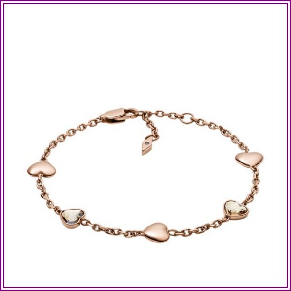 Fossil Multi-Faceted Heart Rose Gold-Tone Stainless Steel Bracelet jewelry - JOF00459791 from Fossil