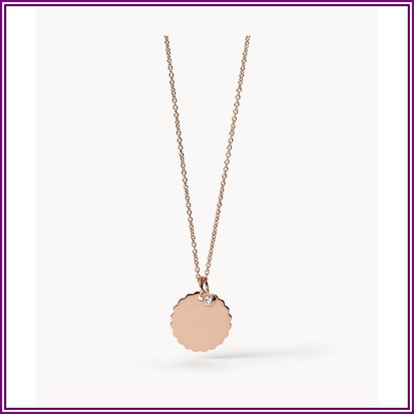 Scalloped Disc Rose Gold-Tone Stainless Steel Necklace jewelry JF03154791 from Fossil