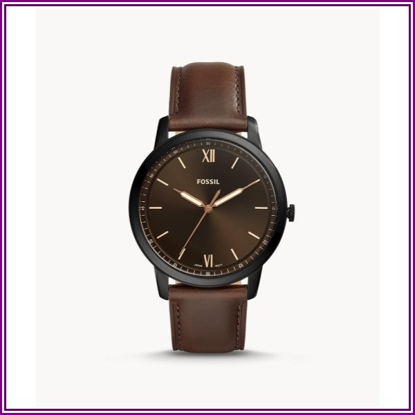 Minimalist Three-Hand Brown Leather Watch jewelry from Fossil