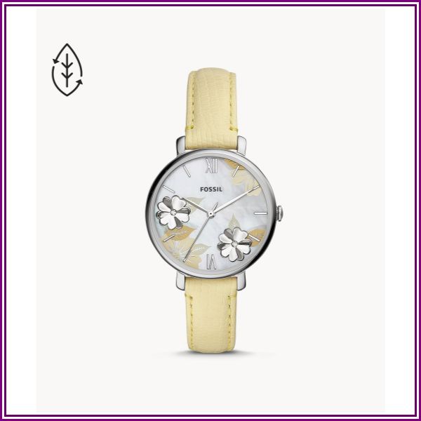 Jacqueline Three-Hand Lemon Leather Watch jewelry from Fossil