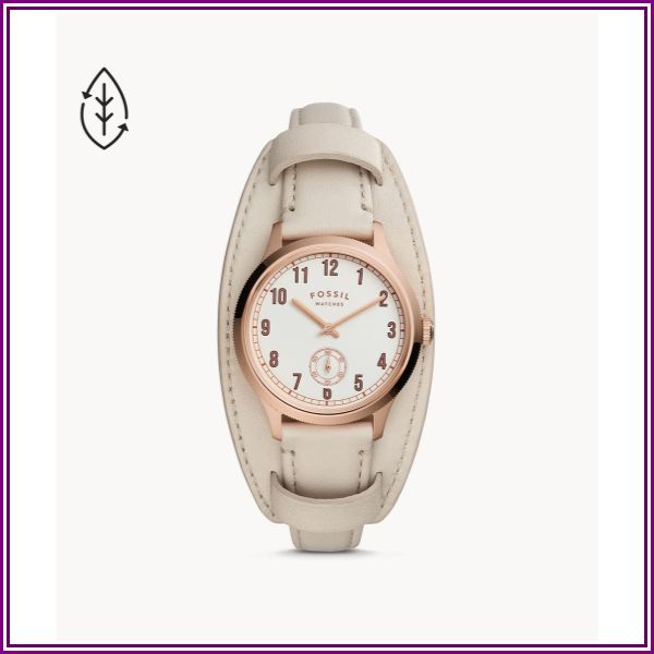 Presley Three-Hand White Leather Watch jewelry from Fossil