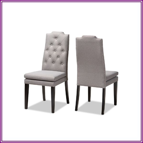 Baxton Studio Dylin 20H Button Tufted Wood Dining Chairs in Gray Set of 2 from Dot & Bo
