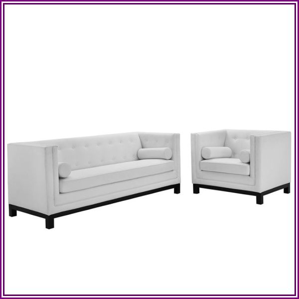 Imperial 2 Piece Living Room Set in White from LexMod.com