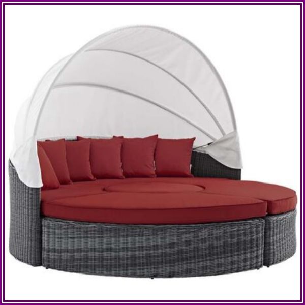 Summon Canopy Outdoor Patio Sunbrella® Daybed in Canvas Red from LexMod.com