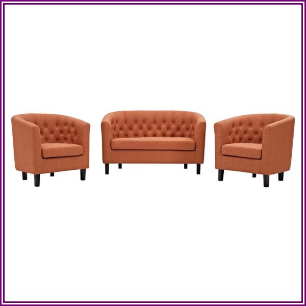 Modway Prospect 3 Piece Tufted Sofa Set in Orange from HomeSquare