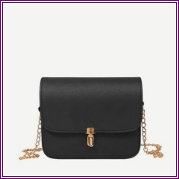 PU Flap Crossbody Bag With Chain from ROMWE