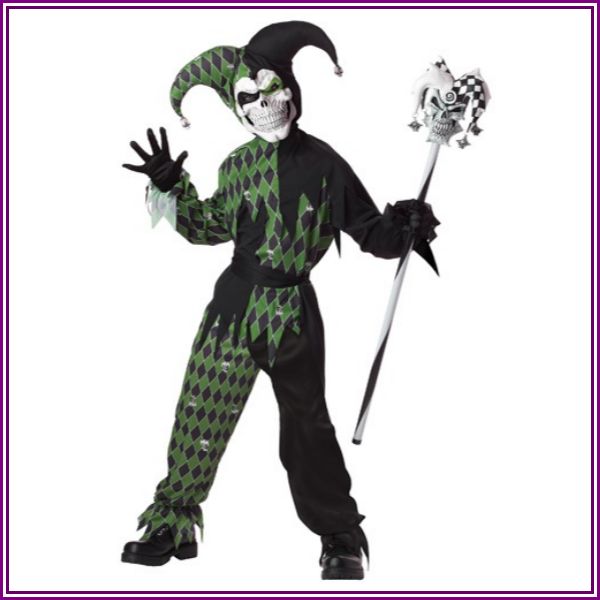 Child Green Scary Jester Costume from Fun.com
