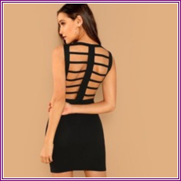 Caged Back Bodycon Dress from ROMWE