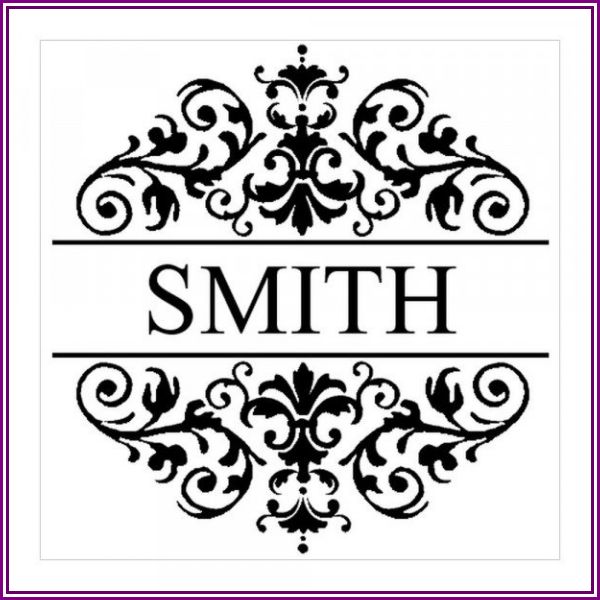 Bold Fancy Last Name Square Monogram Stamp from getstamps.ca - Online Shop for customized stamps