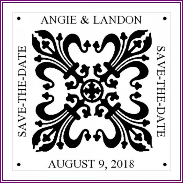 Fleur-de-Lis Save the Date Square Monogram Stamp from getstamps.ca - Online Shop for customized stamps