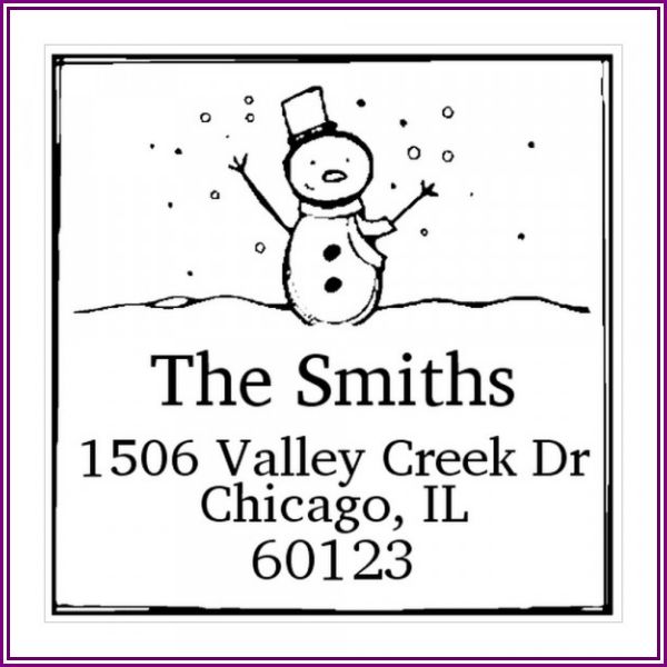 Happy Snowman Square Monogram Stamp from getstamps.ca - Online Shop for customized stamps