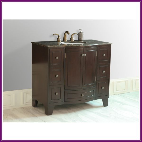 Stufurhome 40" Grand Cheswick Single Sink Vanity with Baltic Brown Granite Top - Dark Cherry from Modern Bathroom