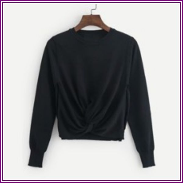 Solid Twist Front Jumper from ROMWE