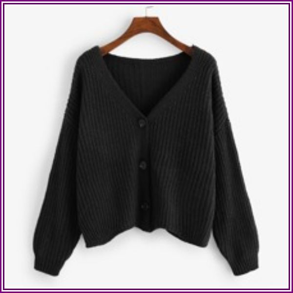 Drop Shoulder Single Breasted Knit Coat from ROMWE