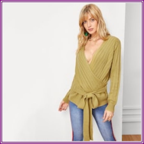 Surplice Neck Knot Side Sweater from SHEIN