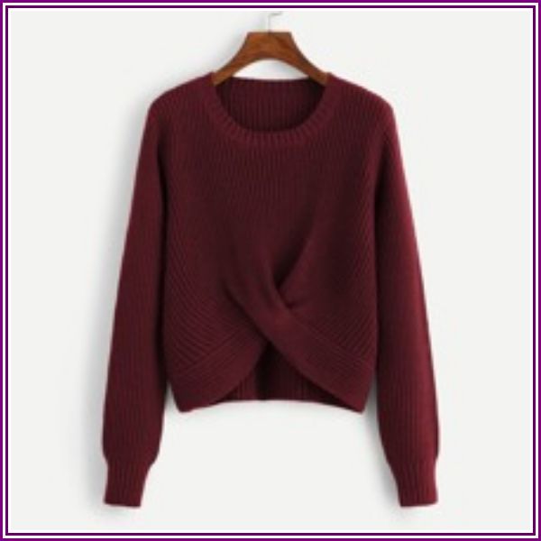 Twist Hem Solid Sweater from SHEIN