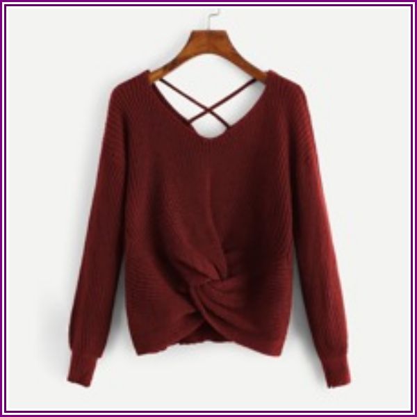 Twist Detail V-Neck Sweater from SHEIN