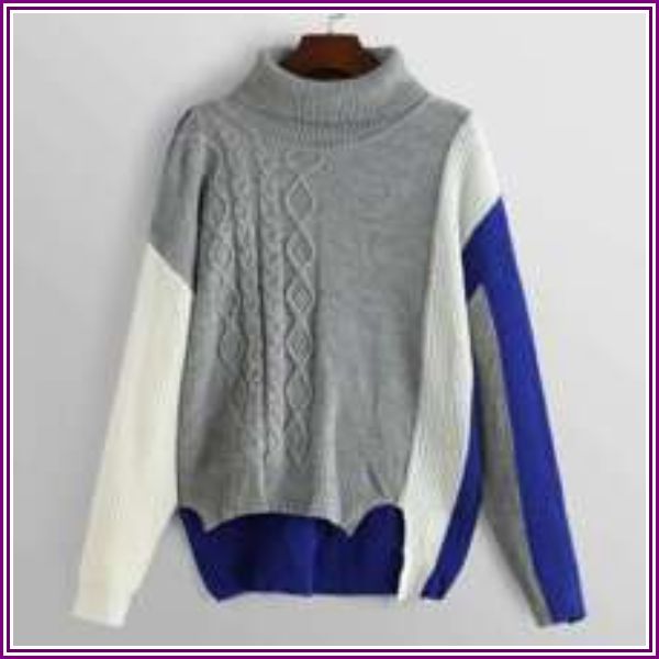 Color-Block Asymmetrical Hem Sweater from SHEIN