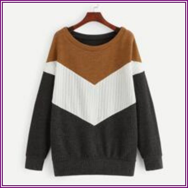 Cut and Sew Drop Shoulder Sweater from ROMWE