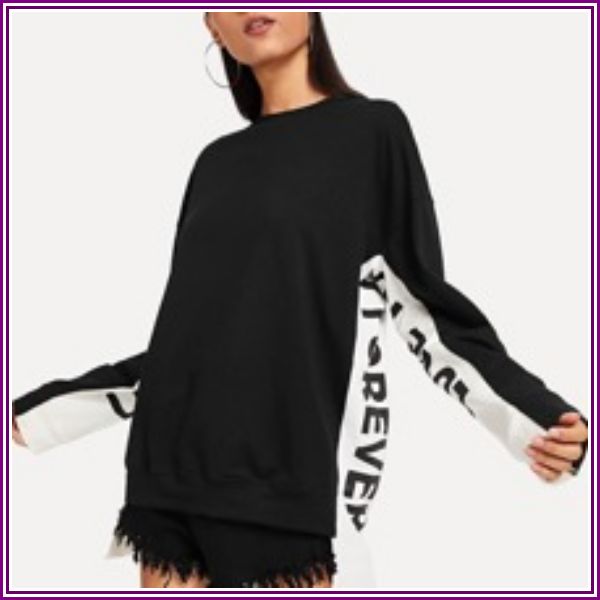 Drop Shoulder Letter Print Sweatshirt from SHEIN